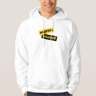 Modern, vibrant, bold graphic of Express Yourself Hoodie