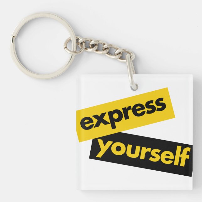 Modern, vibrant, bold graphic of Express Yourself Key Ring (Front)