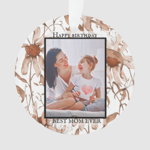 Modern vibrant color mother photo art ornament