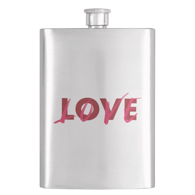 Modern, vibrant, cool, trendy design of Love Hip Flask (Front)