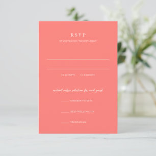 Modern Vibrant Coral Simple Wedding RSVP Card