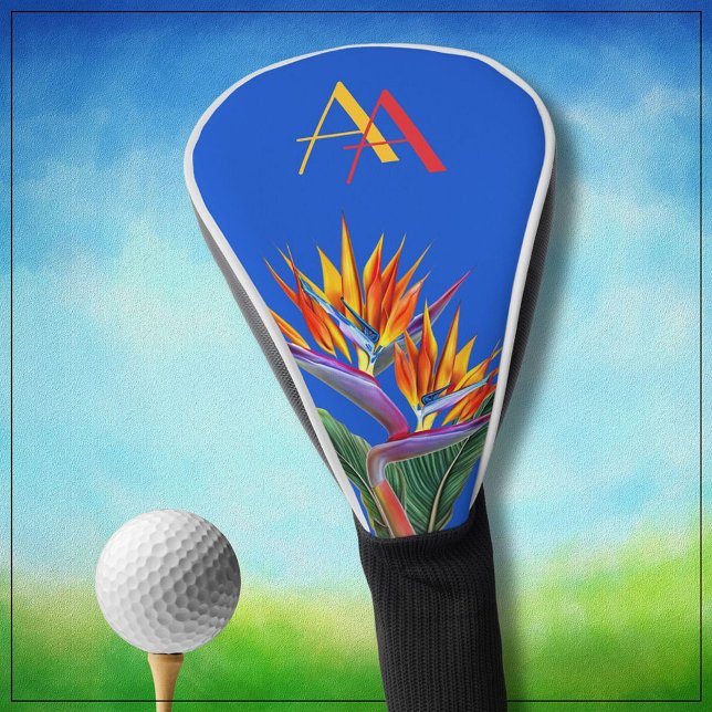 Modern Vibrant Floral Custom Monogram  Golf Head Cover (Creator Uploaded)