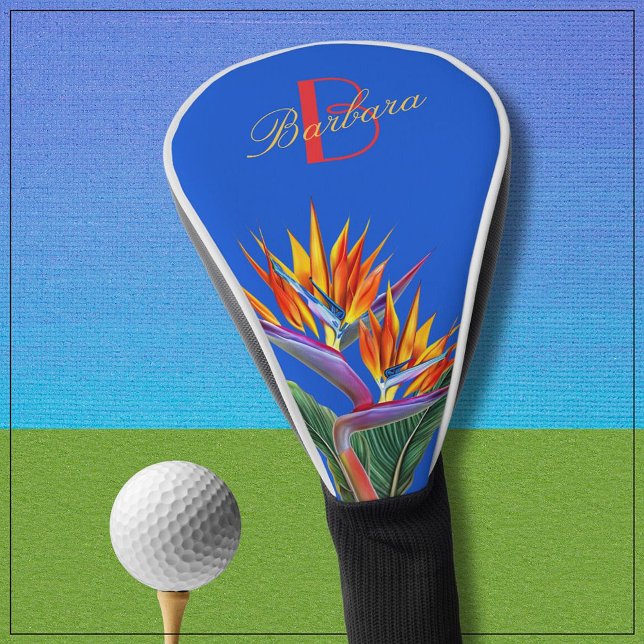 Modern Vibrant Floral Custom Monogram Name Golf Head Cover (Creator Uploaded)