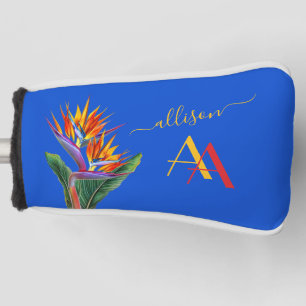 Modern Vibrant Floral Name Custom Monogram  Golf Head Cover