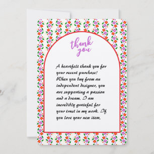 Modern Vibrant Floral Seamless Bright Botanical Thank You Card