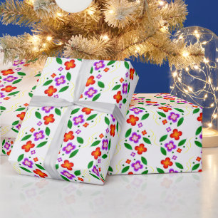 Modern Vibrant Floral Seamless Bright Botanical Wrapping Paper