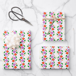 Modern Vibrant Floral Seamless Bright Botanical Wrapping Paper Sheet
