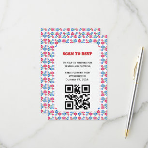 Modern Vibrant Flower Power Wedding Pattern, RSVP Card
