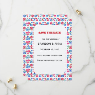 Modern Vibrant Flower Power Wedding Pattern, Save The Date