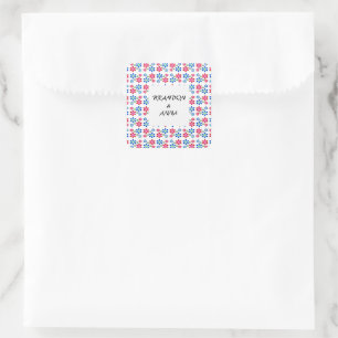 Modern Vibrant Flower Power Wedding Pattern, Square Sticker