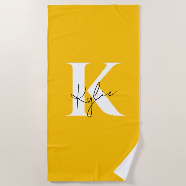 Modern Vibrant Personalised Monogram Name -  Beach Towel (Front)