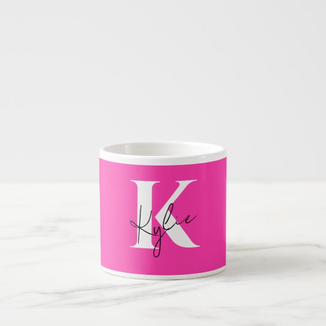 Modern Vibrant Personalised Monogram Name -  Espresso Cup (Front)
