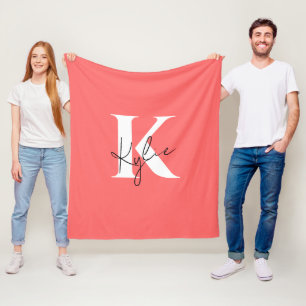 Modern Vibrant Personalised Monogram Name -  Fleece Blanket