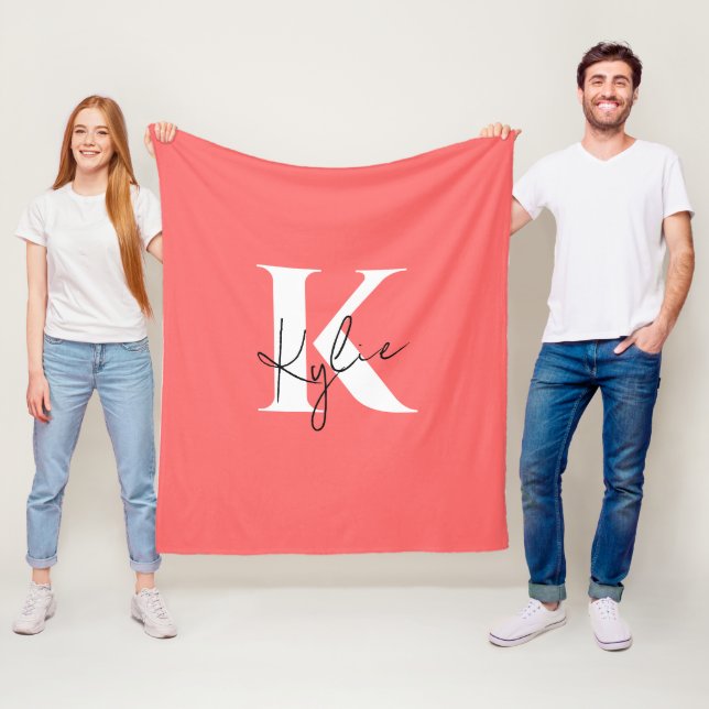 Modern Vibrant Personalised Monogram Name -  Fleece Blanket (In Situ)
