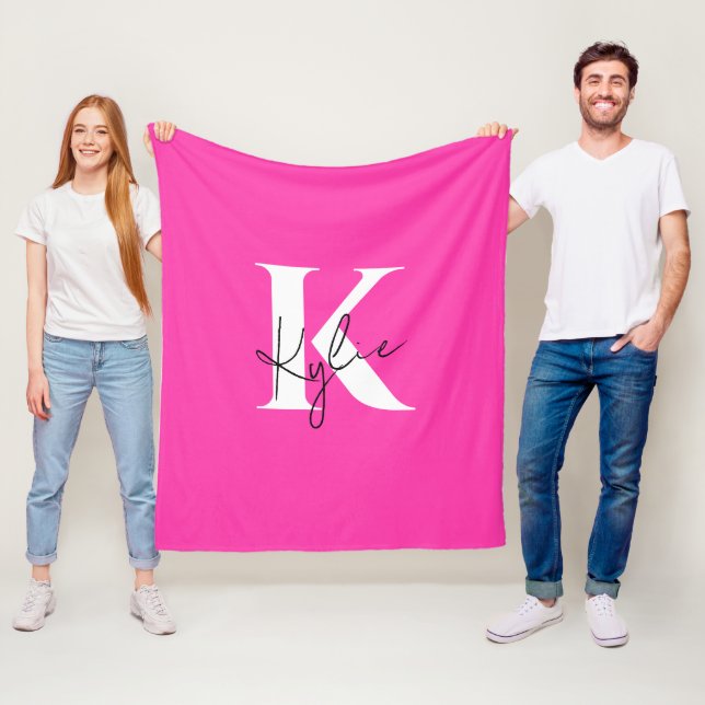 Modern Vibrant Personalised Monogram Name -  Fleece Blanket (In Situ)