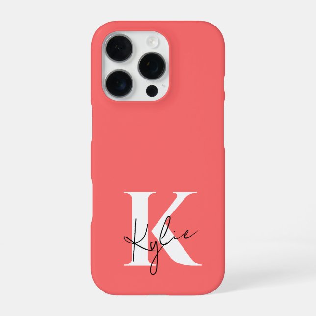 Modern Vibrant Personalised Monogram Name iPhone Case (Back)