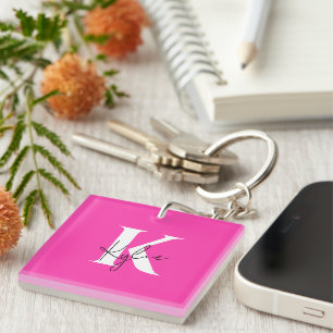 Modern Vibrant Personalised Monogram Name -  Key Ring