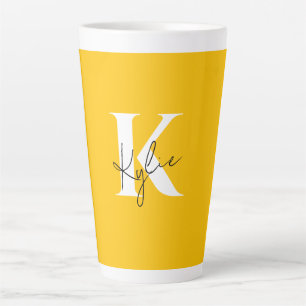 Modern Vibrant Personalised Monogram Name - Latte Mug