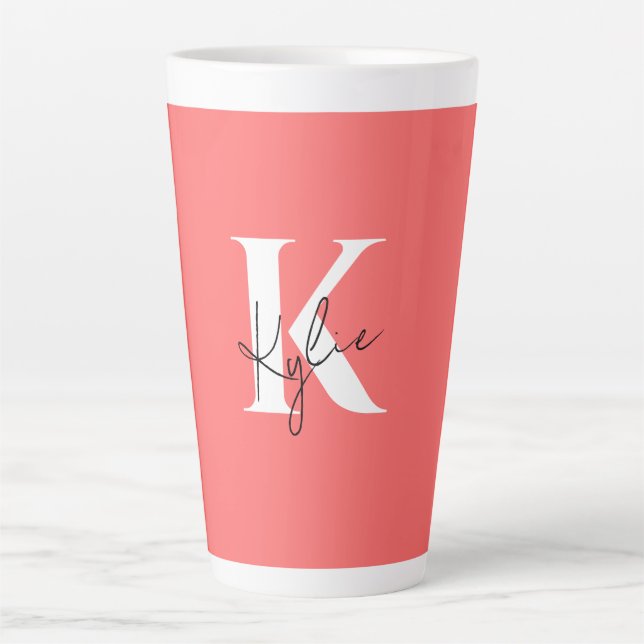 Modern Vibrant Personalised Monogram Name - Latte Mug (Front)