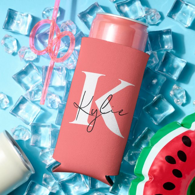 Modern Vibrant Personalised Monogram Name -  Seltzer Can Cooler (In Situ Summer)