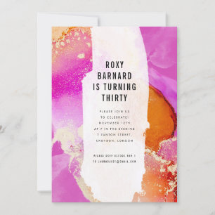 Modern Vibrant Pink and Orange Birthday Party Invitation