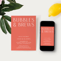 Modern Vibrant Pink Bubbles & Brews Engagement