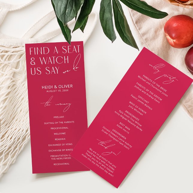 Modern Vibrant Pink Summer Wedding Programs (Creator Uploaded)