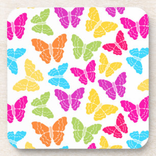 Modern Vibrant Rainbow Butterfly Cute Pattern Coaster