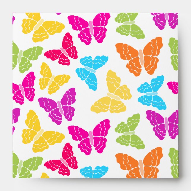 Modern Vibrant Rainbow Butterfly Cute Pattern  Envelope (Front)