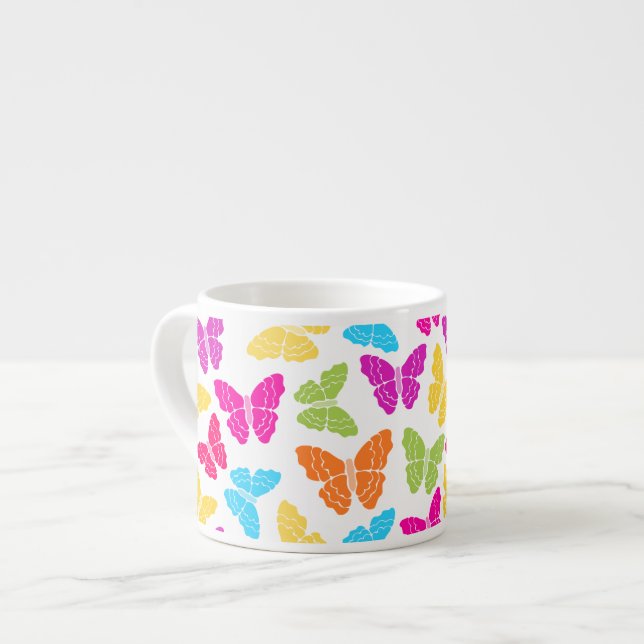 Modern Vibrant Rainbow Butterfly Cute Pattern  Espresso Cup (Front Left)