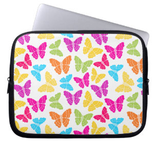 Modern Vibrant Rainbow Butterfly Cute Pattern  Laptop Sleeve