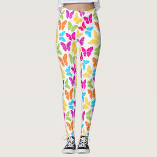 Modern Vibrant Rainbow Butterfly Cute Pattern  Leggings