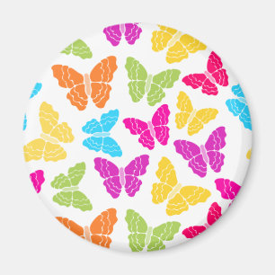 Modern Vibrant Rainbow Butterfly Cute Pattern  Magnet