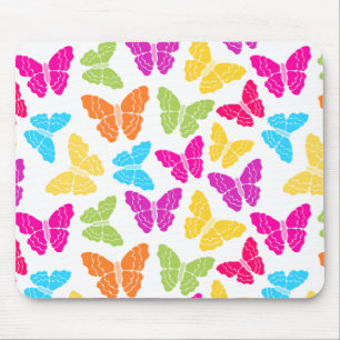 Modern Vibrant Rainbow Butterfly Cute Pattern  Mouse Mat