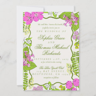 Modern Vibrant Tropical Botanical Wedding Invitation