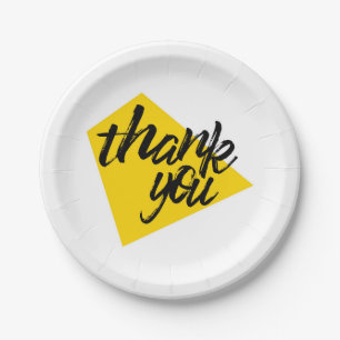 Modern, vibrant typography design of Thank You Paper Plate