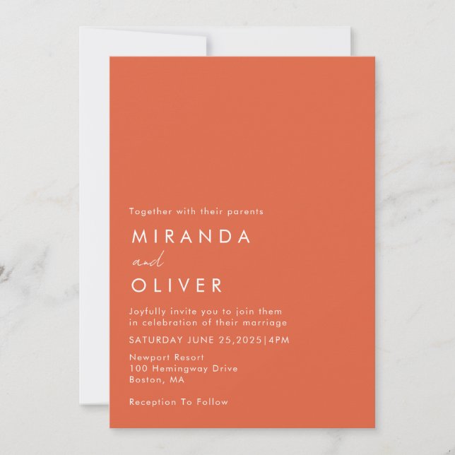 Modern Vibrant Verona Sunset Wedding Invitation (Front)