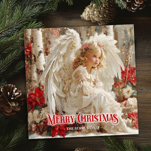 Modern Victorian angel red white gold chic greetin Holiday Card (Modern Victorian angel red white gold chic greeting card

)