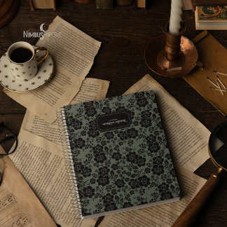 Modern Victorian Black Lace Sage Green Journal