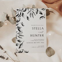 Modern Victorian Black & White Greenery Wedding