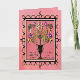 Modern Victorian Bouquet on Pink (Personalised) Card