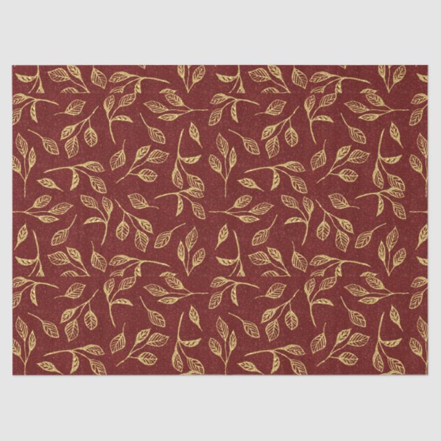 Modern Victorian Christmas Tree Gold Burgundy Pink Tissue Paper (Front)