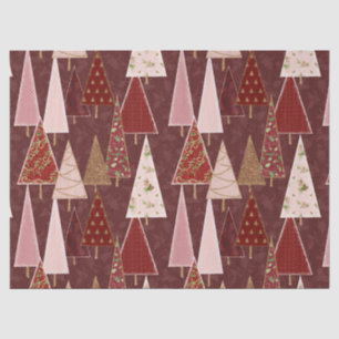 Modern Victorian Christmas Tree Gold Burgundy Pink Tissue Paper