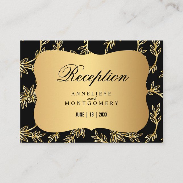 Modern Victorian Gold Floral Enclosure Card (Front)