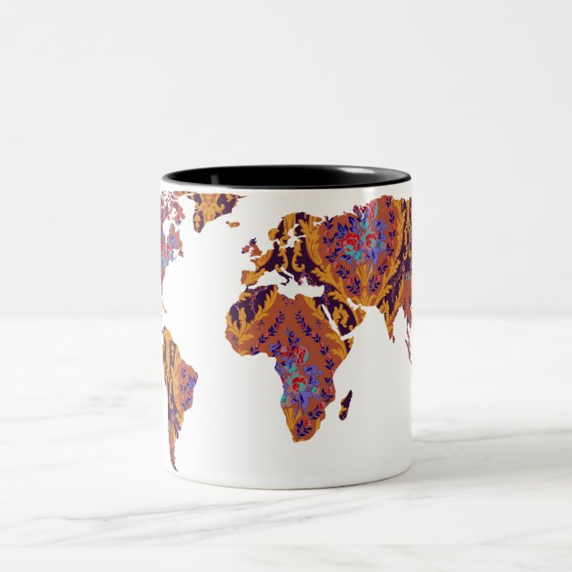 Modern Victorian World Map | World Traveller Mug (Center)