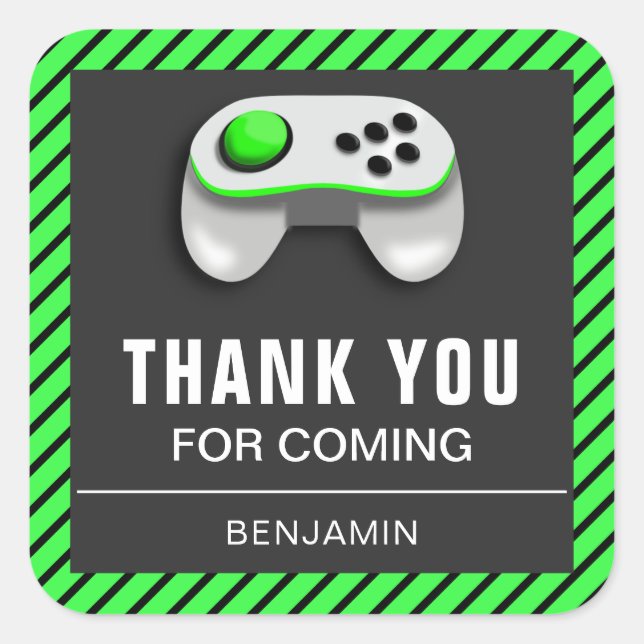 Modern Video Game Birthday Party Favour Sticker (Front)