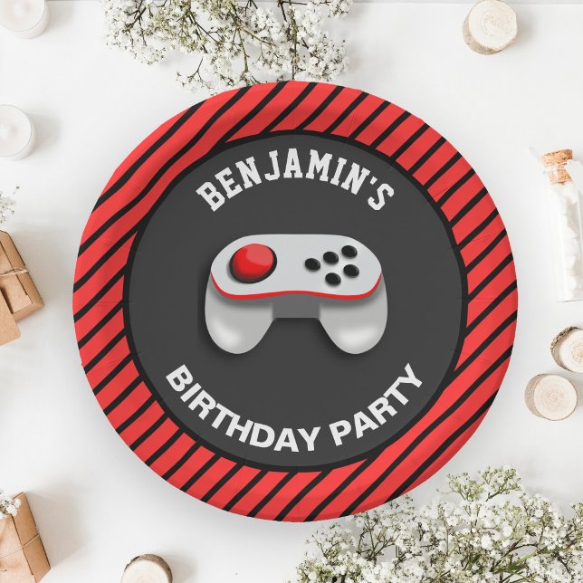 Modern Video Game Birthday Party Paper Plate (Creator Uploaded)