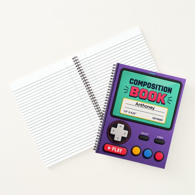 Modern Video Game Controller Custom Name  Notebook (Inside)