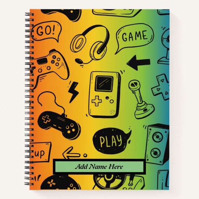 Modern Video Game Patten Colourful Notebook (Front)