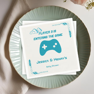 Modern Video Game Player 3 Gaming Baby Shower Napkin